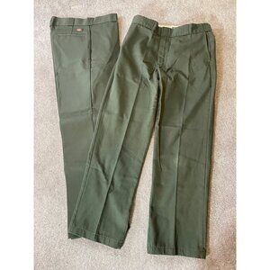 2 pairs Dickies 874 Original Fit Green Work Pants 34x32 Mens Durable Blend